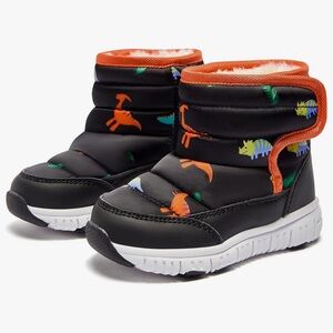 Hobibear Dinosaur Adventure Kids Snow Boots - Black and Orange
